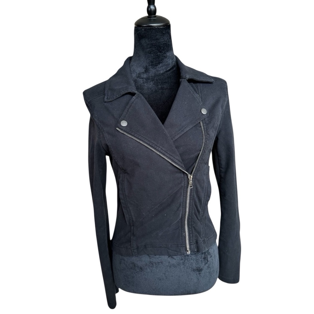 Marrakech Black Moto Jacket XS Asymmetrical Zip Stretch Cotton Biker Style
